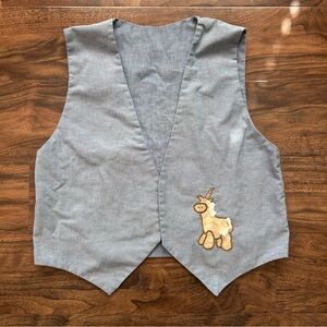 Blue Vest with Embroidery Patches